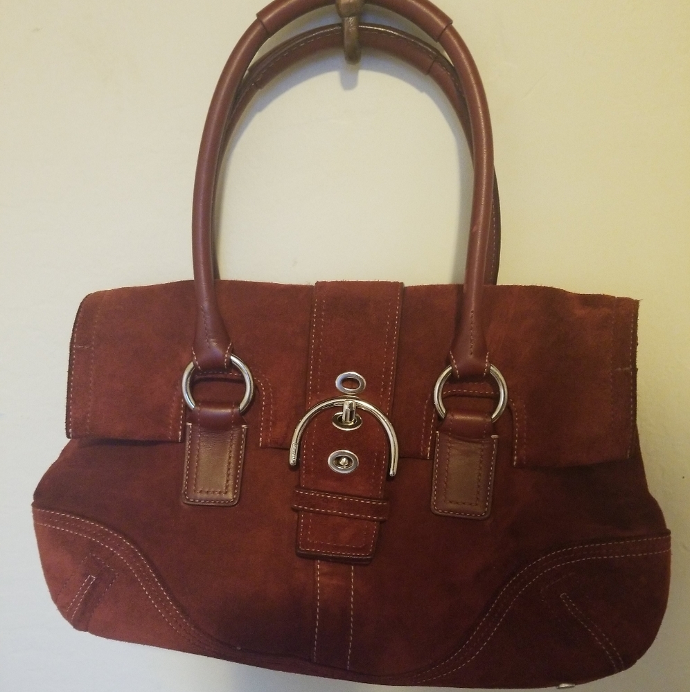 Coach Hampton Soho Cranberry Suede Satchel